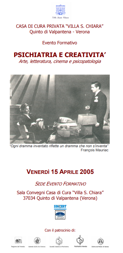 Locandina sul convegno: Psichiatria e creatività