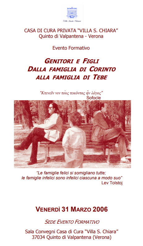 Locandina sul convegno: Genitori e figli