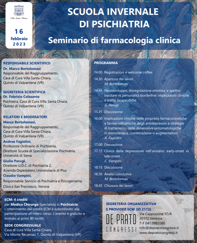 Locandina sul convegno: Scuola Invernale Psichiatria